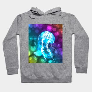 Neon Jellyfish With Lens Flare Background Hoodie